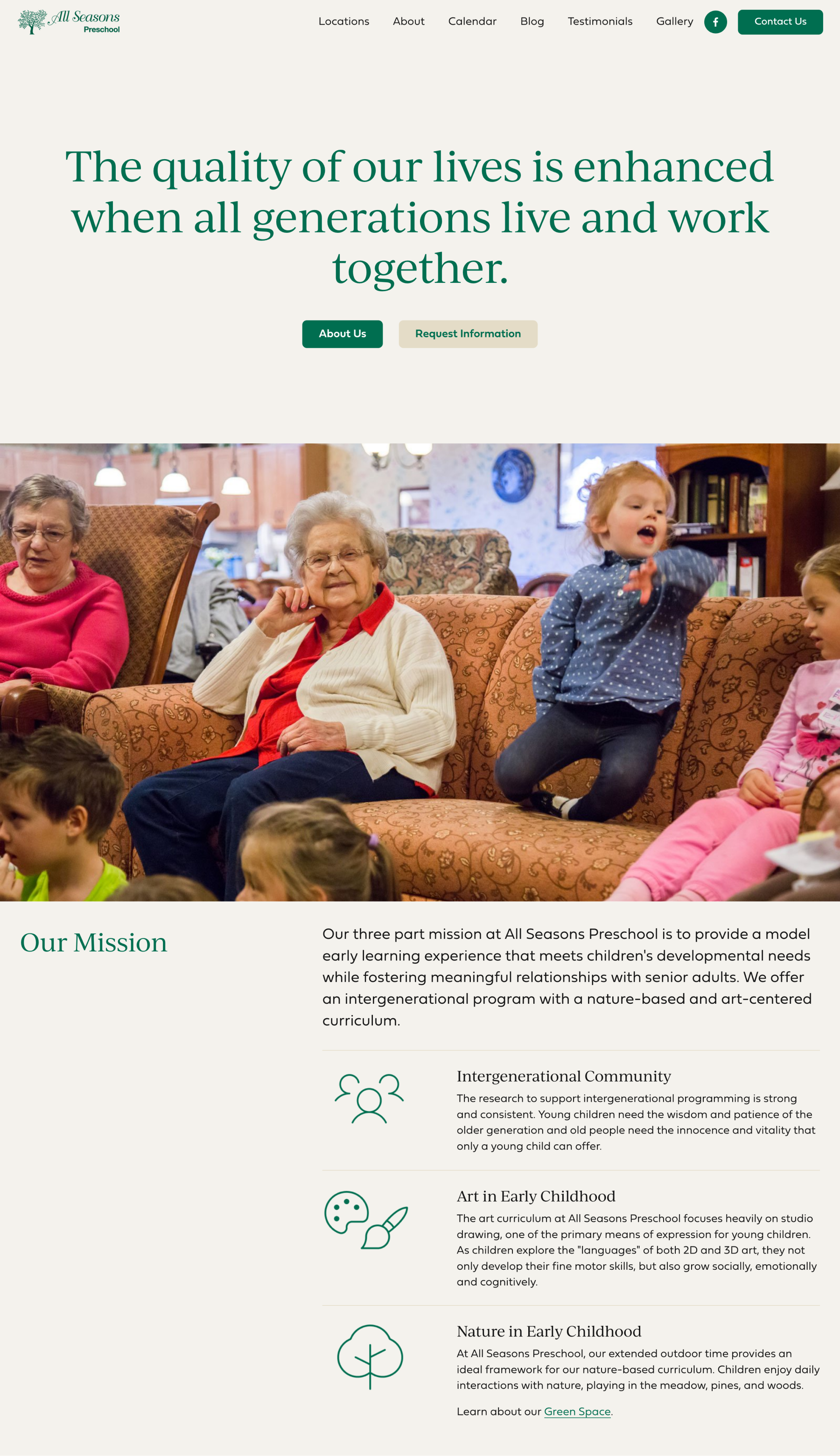 The top area of the homepage of the All Seasons website.