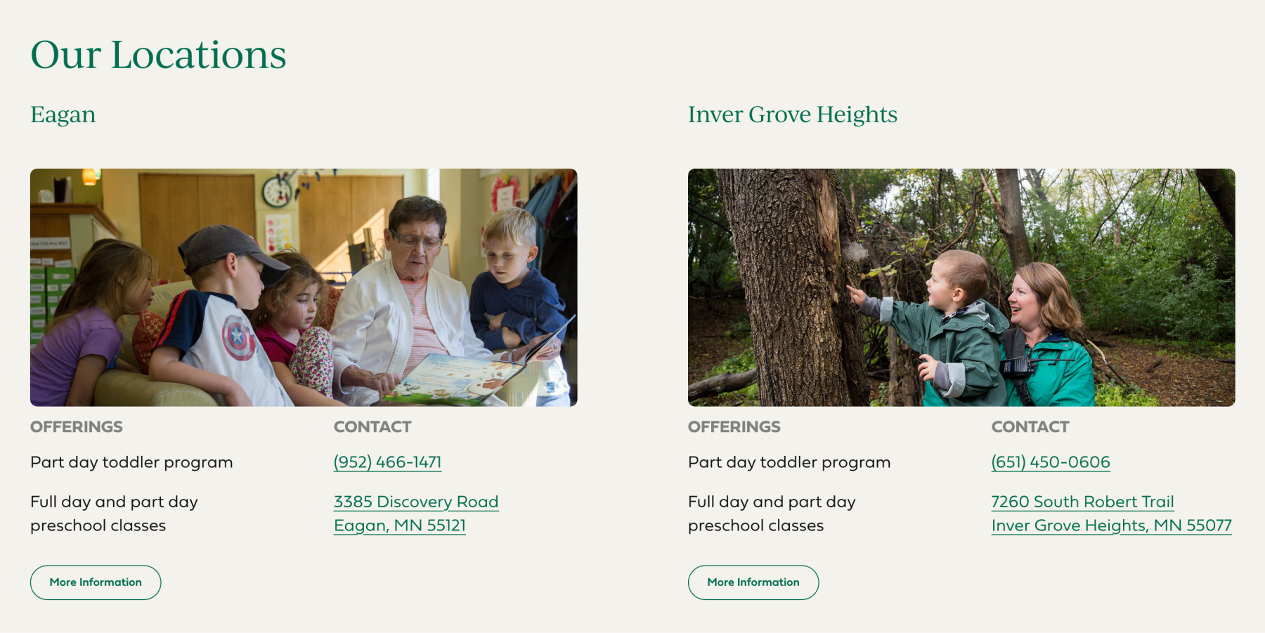The All Seasons locations information section of the website.