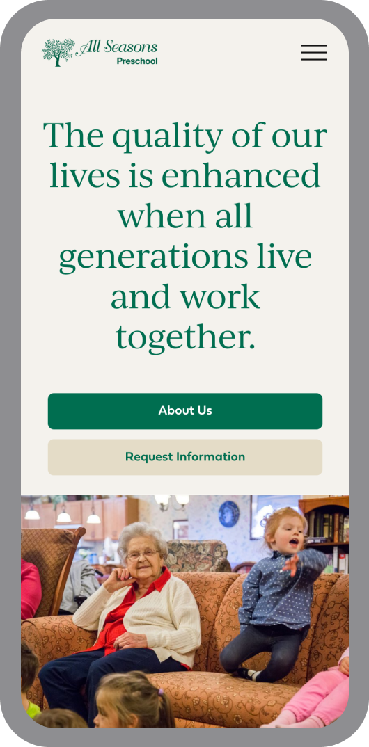 The All Seasons website home page on a mobile phone.