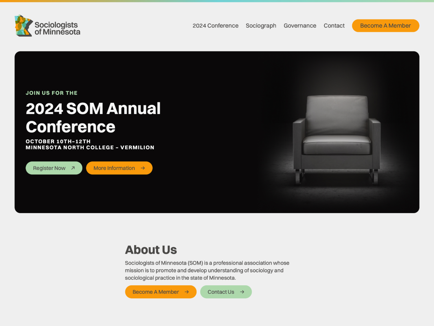 The SOM website's homepage.