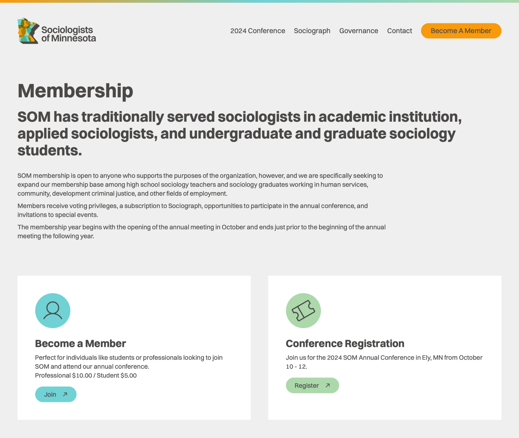 The membership section of the SOM website.