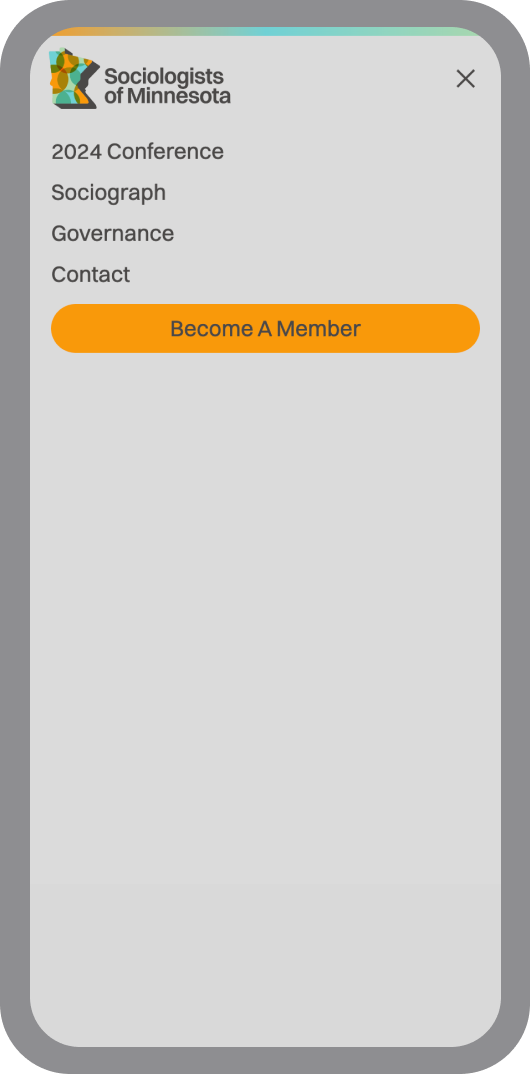 The SOM websits menu on a mobile phone.